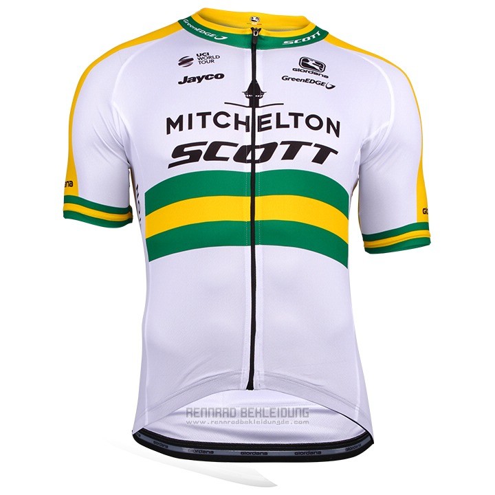 2018 Fahrradbekleidung Mitchelton Scott Champion Australien Trikot Kurzarm und Tragerhose